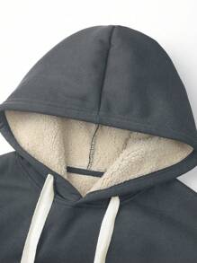 Bộ áo hoodie lót nhiệt dày thời trang thường ngày đa năng cho nam mùa thu đông - Xám - Xem 5