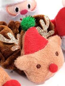 Bộ 4 dây buộc tóc nhung vải nỉ lễ hội Giáng sinh, hình tuần lộc và ông già Noel dễ thương, phụ kiện tóc 3D để tạo kiểu tóc ngày lễ - Nhiều màu - Xem 4