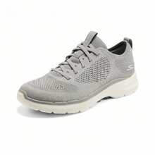 Skechers Giày thể thao lười GO WALK 6 dành cho nam có in chữ - Xám - Xem 3