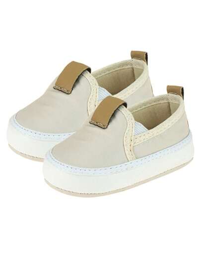 Sapatinho de bebe Menino Recem Nascido Slip On Bege/Marfim