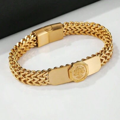 1pc Luxury Stainless Steel Tree Of Life Bracelet For Men, Suitable For Couples, Dating, Valentine's Day And Christmas Holiday Gifts