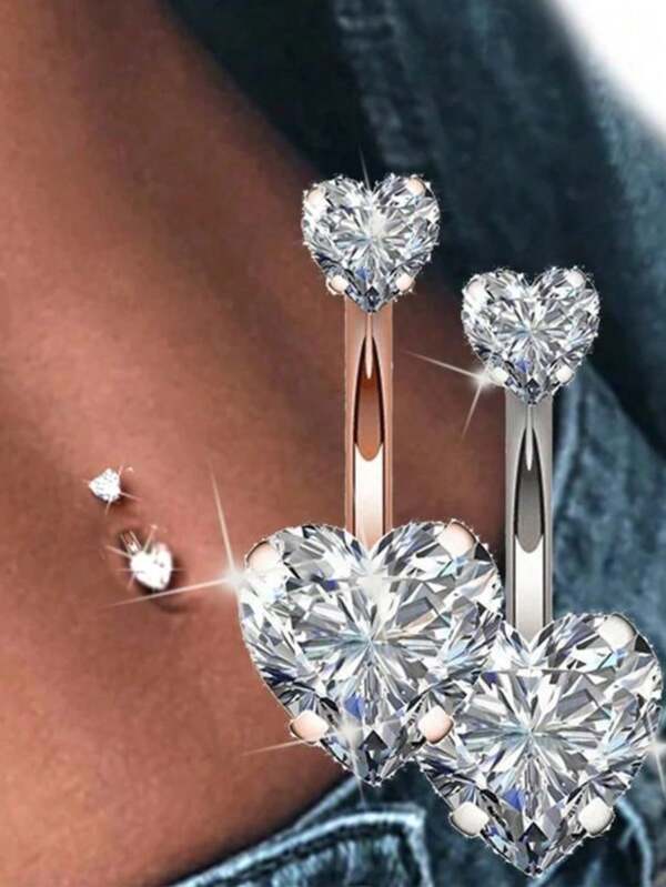 1PC Aço Umbigo Anéis Cristal Piercing Umbigo Coração Estilo Umbigo Piercing Brinco Barriga Piercing Sexy Corpo Jóias Ombligo Dia dos Namorados, Mãe, Mãe, Dia das Mães, Presente