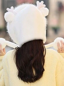 1 bộ gạc nai mềm mại bằng acrylic và khăn quàng cổ giữ ấm tai cho tiệc Giáng sinh, dễ thương và ấm áp cho mùa thu/đông Mũ len Giáng sinh mùa đông - Xám - Xem 7