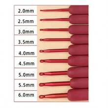 1-9 chiếc kim đan móc len đầu kim loại nhôm mềm nhiều màu sắc Bộ dụng cụ đan kim đan len dệt - Đỏ - Xem 7