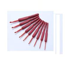 1-9 chiếc kim đan móc len đầu kim loại nhôm mềm nhiều màu sắc Bộ dụng cụ đan kim đan len dệt - Đỏ - Xem 2