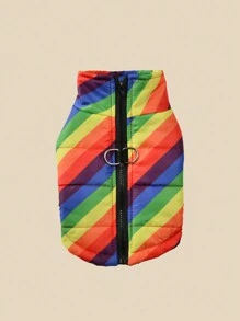 1 chiếc áo khoác in hình cầu vồng cho thú cưng, áo vest hình trái tim cho chó con, phù hợp cho mèo và chó nhỏ - Nhiều màu - Xem 10