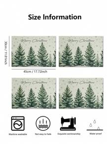 4pcs/Set Christmas Tree, Gingerbread Man, Topping Star, Coffee Pattern Print Placemats, Modern Polyester Fiber Kitchen Dining Table Decor Fabric Placemats, Suitable For Dining Room And Kitchen - Multicolor - View 8
