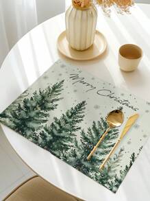 4pcs/Set Christmas Tree, Gingerbread Man, Topping Star, Coffee Pattern Print Placemats, Modern Polyester Fiber Kitchen Dining Table Decor Fabric Placemats, Suitable For Dining Room And Kitchen - Multicolor - View 7