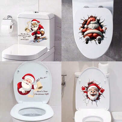 1 pezzo Adesivo decorativo divertente per copertura serbatoio acqua a forma di Babbo Natale, adesivo per porta del bagno o parete, adesivo in PVC autoadesivo a cartone animato per decorazione domestica, adesivo decorativo divertente, nuovo adesivo decorativo alla moda per la famiglia nel Ringraziamento, adesivi, decalcomanie da parete, decalcomanie in vinile per decorazioni domestiche, articoli per decorazioni primaverili per rinnovare la tua casa, adesivi per decorazioni natalizie, decorazioni natalizie, decorazioni natalizie