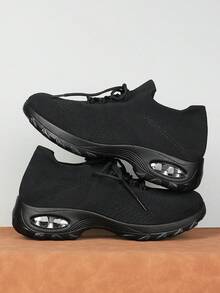 Giày thể thao nữ thời trang mới, giày khiêu vũ thời trang, giày đế dày thoáng khí, giày đế xuồng thoáng khí, phù hợp với người ngoại cỡ - màu đen - Xem 8