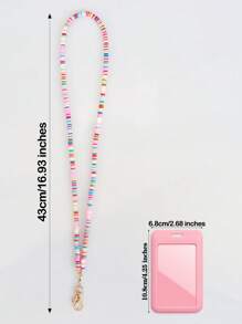 Colored Flat Silicone Beads Neck Lanyard For ID Badge Card Holder Keys And Keychain, With Pink ID Badge Card Holder, Cute Beads Teacher Necklace Lanyard, Great Gift For Women, Teacher, Office Worker School Car Accessories Goth Y2k Bag Charms Car Friend Sister Gift Ideas - Multicolor - View 4