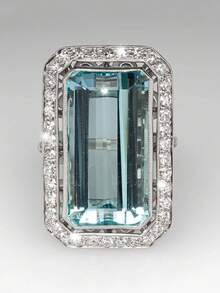 1pc Fashionable New Arrivals Embedded Light Blue Square Extra Large Cubic Zirconia Ring, Engagement Jewelry Accessory Suitable For Men And Women, Gift For Family/Friends/Lover