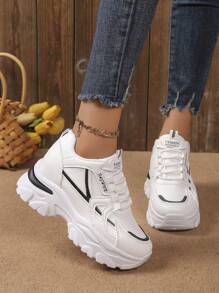 Chaussures de sport à semelle épaisse en patchwork , nouvelles pour l'automne/hiver. Chaussures d'extérieur chaudes et décontractées pour femmes