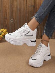 Chaussures de sport à semelle épaisse en patchwork , nouvelles pour l'automne/hiver. Chaussures d'extérieur chaudes et décontractées pour femmes