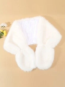 1pc Women's Solid Color Fluffy Collar Scarf, Thick Outdoor Casual Windproof Warm Fashion Elegant Shawl, Polyester, Autumn/Winter