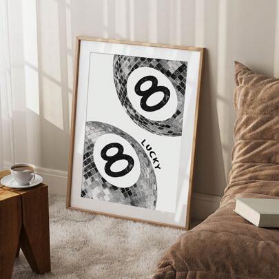 1pc Fashion Girly Wall Art Picture Magic 8 Pool Ball Prints Canvas Paintings Retro Disco Ball Poster Aesthetic Preppy Funky Y2K Decor For Bedroom Living Room Dorm Apartment Room Decor Unframed Or Framed