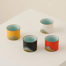 1 tách trà 70ml, tách trà nhỏ bằng gốm thô chạm nổi 3D, bộ trà Kung Fu, tách trà 'Ngàn dặm sông núi', nhiều màu sắc, giao hàng ngẫu nhiên men mờ và men gốm thô trở lại trường - Nhiều màu - Xem 11