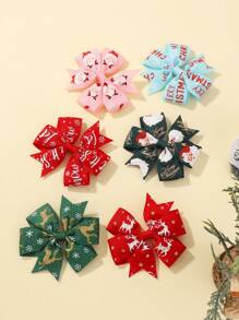 6 件圣诞蝴蝶结发夹，可爱宝宝新年发饰 - 彩色 - 查看 4