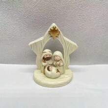 1pc Home & Tabletop Ornament, Nativity Scene Sculpture Decoration For And Easter, Handcrafted Resin Faux Wood Carving Artwork Best Gifts Birthday Home Decor Christmas Decorations Room Decor Christmas - Beige - View 10
