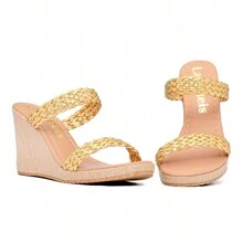 Women's Wedge Heel Sandal Easy To Put On Original - 金色 - 查看 4