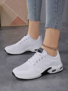 Women's Wedge Platform Sneakers, Comfortable And Versatile Soft Sole Breathable Loafers - White - View 4