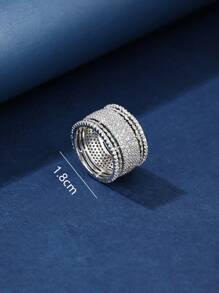 1只銅材質，簡約迷人，鑽石鋯鑲嵌中性戒指，適合女士日常佩戴 - 彩色 - 查看 8