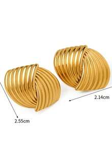 2 chiếc bông tai lông vũ hồng hạc bằng thép titan mạ vàng 18K cho nữ, dùng dự tiệc - Vàng - Xem 10