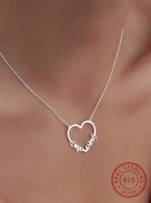 Custom Heart Font Name Necklace, 925 Silver Neck Chain - Perfect For Mother's Day, Valentine's Day, Birthday, Anniversary, Graduation