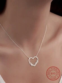 Custom Heart Font Name Necklace, 925 Silver Neck Chain - Perfect For Mother's Day, Valentine's Day, Birthday, Anniversary, Graduation