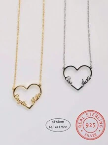 Custom Heart Font Name Necklace, 925 Silver Neck Chain - Perfect For Mother's Day, Valentine's Day, Birthday, Anniversary, Graduation