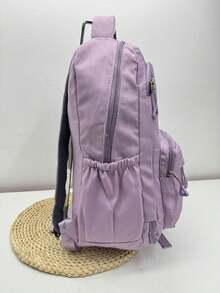Large Capacity School Backpack For Women Students Waterproof Nylon - Purple - View 2