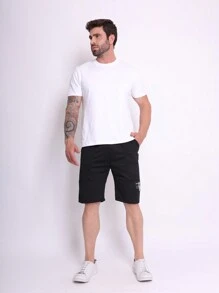 SUN CAI BERMUDAS MEN'S SWEATSHIRT IMPORTED SPORTY CASUAL SPORT SHORTS WITH POCKETS - 黑色 - 查看 4