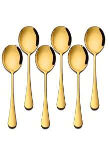 2/4/6 件金色不锈钢公勺套装，21.8 厘米（8.58 英寸）镜面抛光自助餐、餐饮、派对、厨房、家居、婚礼、圣诞节、感恩节餐具、学校用品 - 金色 - 查看 8