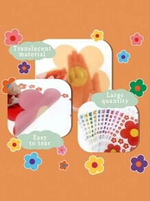 4 张（112 件）/套可爱彩色花朵自粘墙贴即时贴花适用于幼儿园儿童房墙壁装饰乙烯基贴花、卧室装饰、房间装饰品、万圣节装饰、秋季装饰、教室装饰、可移除贴纸、贴纸、墙贴花、乙烯基贴花用于家庭装饰、春季装饰品刷新您的家、拉玛装饰贴纸礼物生日毕业