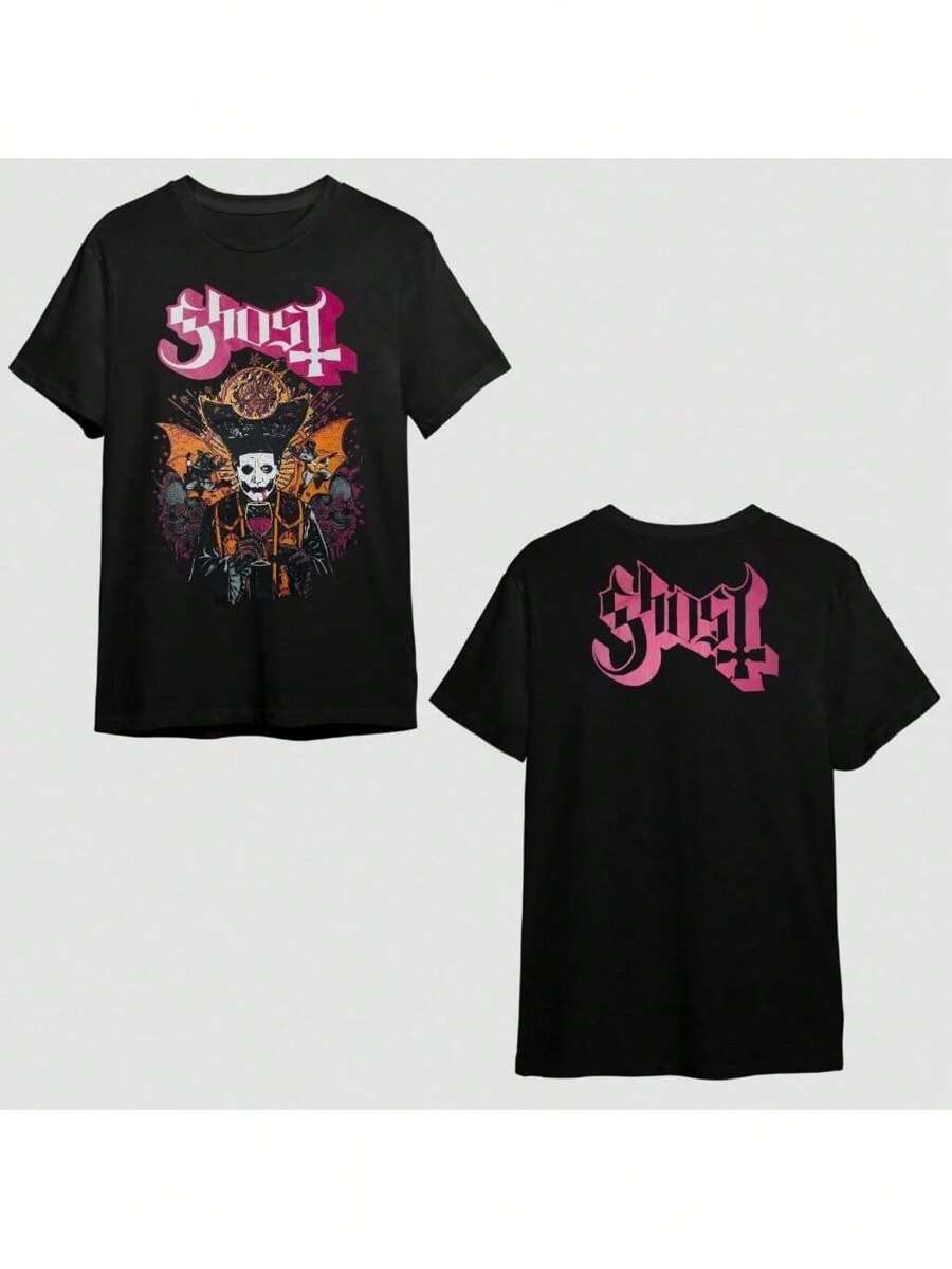 Ghost T-Shirt Old Rock Band Nu Metal New Metal Heavy Metal Black Metal OldSchool Emo Gothic Heavy Unisex T-Shirt Men Women 100% Cotton Top Premium Streetwear New Release Fast Shipping Various Colors!! Plus Size - 黑色 - 查看 1
