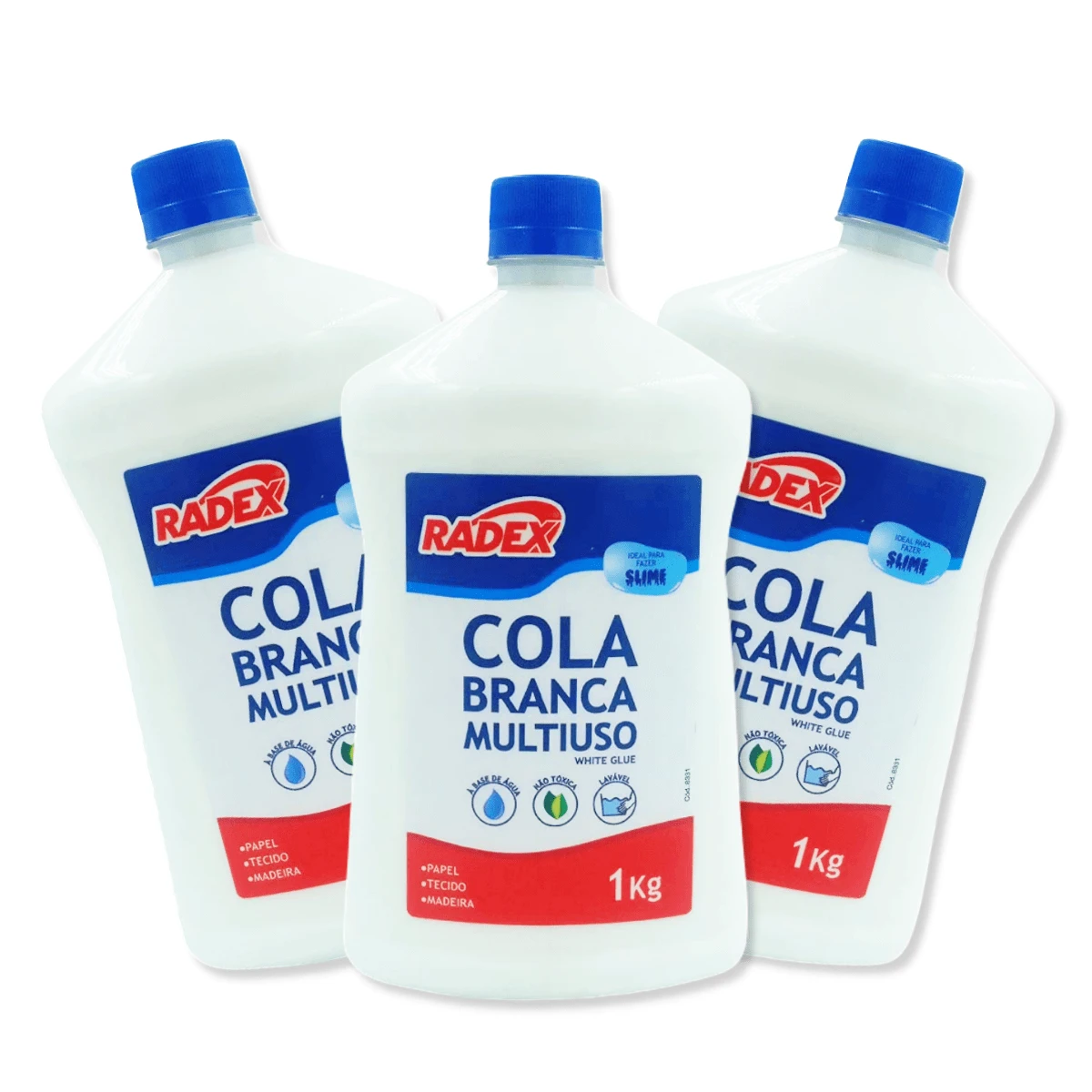Kit 3 Cola branca multiuso Radex 1kg ideal para slime SHEIN Brasil