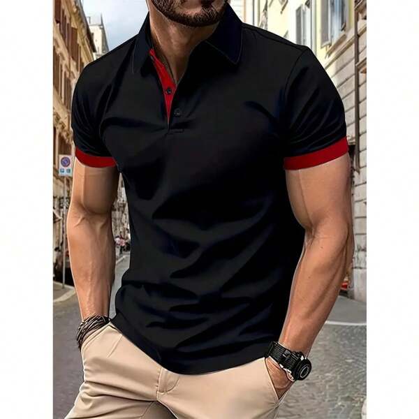 FATSHEI Camisa polo para hombre, camisa de moda informal, camisa de caballero, camisa de golf de corte regular transpirable de manga corta con cuello alto chino, camiseta casual de cuello en V para hombre, camiseta de manga corta de verano, ropa para hombre, playeras de hombre, playera tipo polo hombre.camisas de hombre.