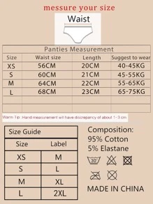 6pcs Women's Solid Color Minimalist Breathable Ribbed Thong Panties