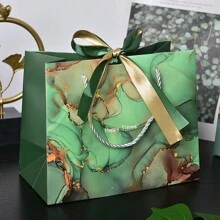 Bolsa de regalo con patrón de mármol, bolsa de tela de moda con cinta, bolsa de embalaje de regalo de fiesta, bolsa de papel para ropa