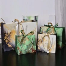 Bolsa de regalo con patrón de mármol, bolsa de tela de moda con cinta, bolsa de embalaje de regalo de fiesta, bolsa de papel para ropa