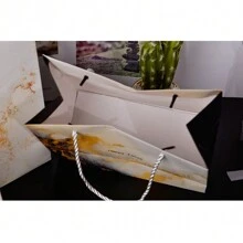 Bolsa de regalo con patrón de mármol, bolsa de tela de moda con cinta, bolsa de embalaje de regalo de fiesta, bolsa de papel para ropa