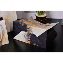 Bolsa de regalo con patrón de mármol, bolsa de tela de moda con cinta, bolsa de embalaje de regalo de fiesta, bolsa de papel para ropa