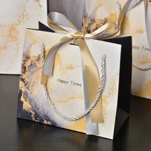 Bolsa de regalo con patrón de mármol, bolsa de tela de moda con cinta, bolsa de embalaje de regalo de fiesta, bolsa de papel para ropa