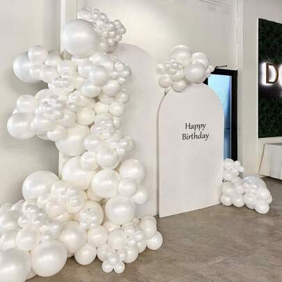 79pcs/Set Matte White Faux Pearl White Balloon In Various Sizes For White Themed Birthday Party, Engagement, Proposal, Wedding, Bridal Shower House Decor And Photography Props