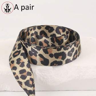 1 双个性化豹纹扁平宽鞋带，2 厘米宽运动鞋鞋带，缎面鞋带