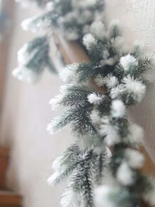 1pc 168 Strands White Snow Pine Needle Vine, 180cm, Suitable For Winter Christmas Decoration, Party Decoration, Tabletop Decor, Door & Window Hanging, Staircase Decoration