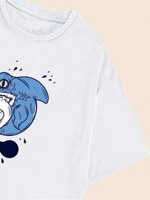Women's T-Shirt Printed Shark Bravo Casual Babylook Premium Comfort Sweet Sexy Sophisticated Versatile Hot Girl Tight Elegant Comfortable - 白色的 - 查看 4