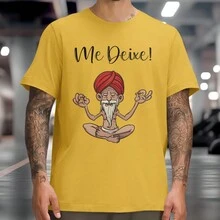 Casual T-Shirt LET ME MEDITATE Funny Phrase Shirt Meditation 100% Cotton - Màu vàng - Xem 1