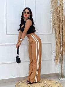 Striped Palazzo Pants - Caqui - Ver 1
