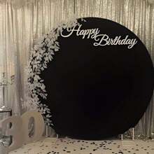 1pc Solid Color Round Background Cover Set With 2 Clips, Stretchy Round Background Backdrop Cloth Cover For Birthday Party, Wedding, Events Decor, 5/6/6.6/7.2FT (Excluding Metal Frame),Christmas